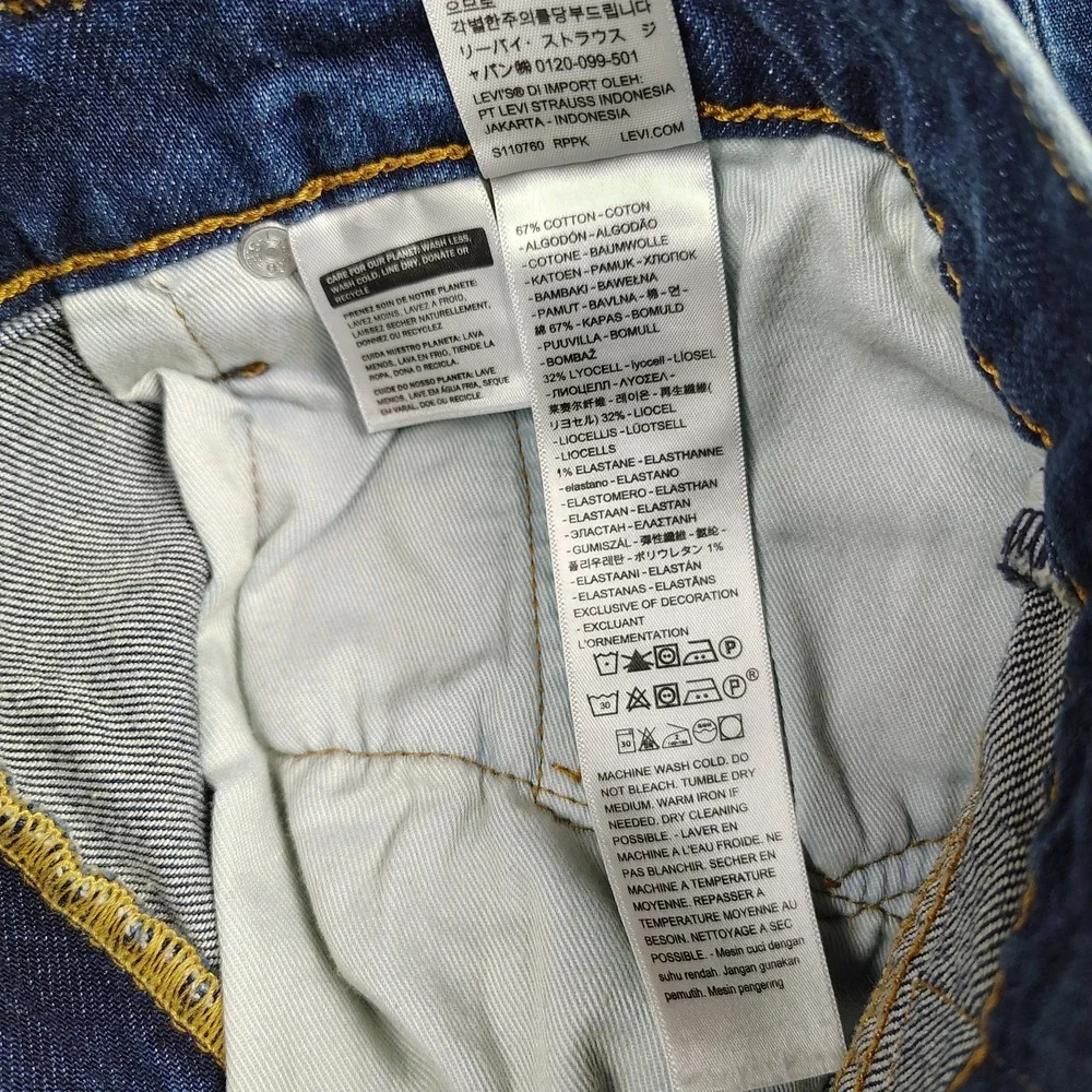 Levis Premium 502 Big E Men 36x34 Blue Dark Wash Taper Leg Stretch Classic NWT